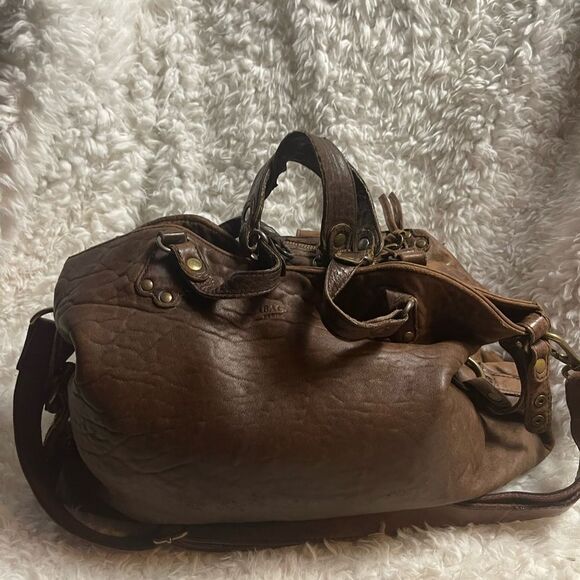 ABACO made in France rustic lBrown Leather Medium Satchel/Shoulder Bag - Picture 11 of 14